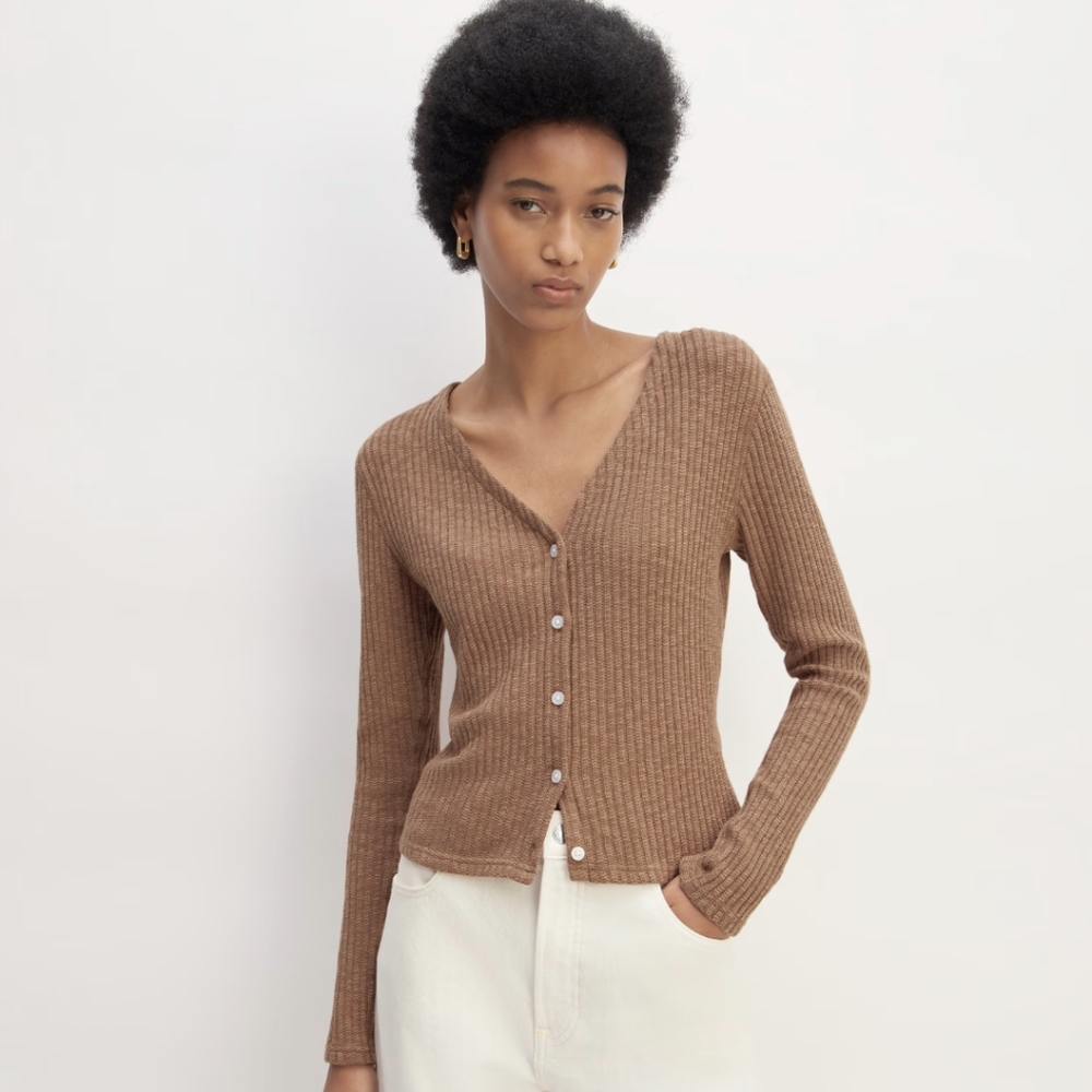 Everlane Brown Ribbed Cardigan